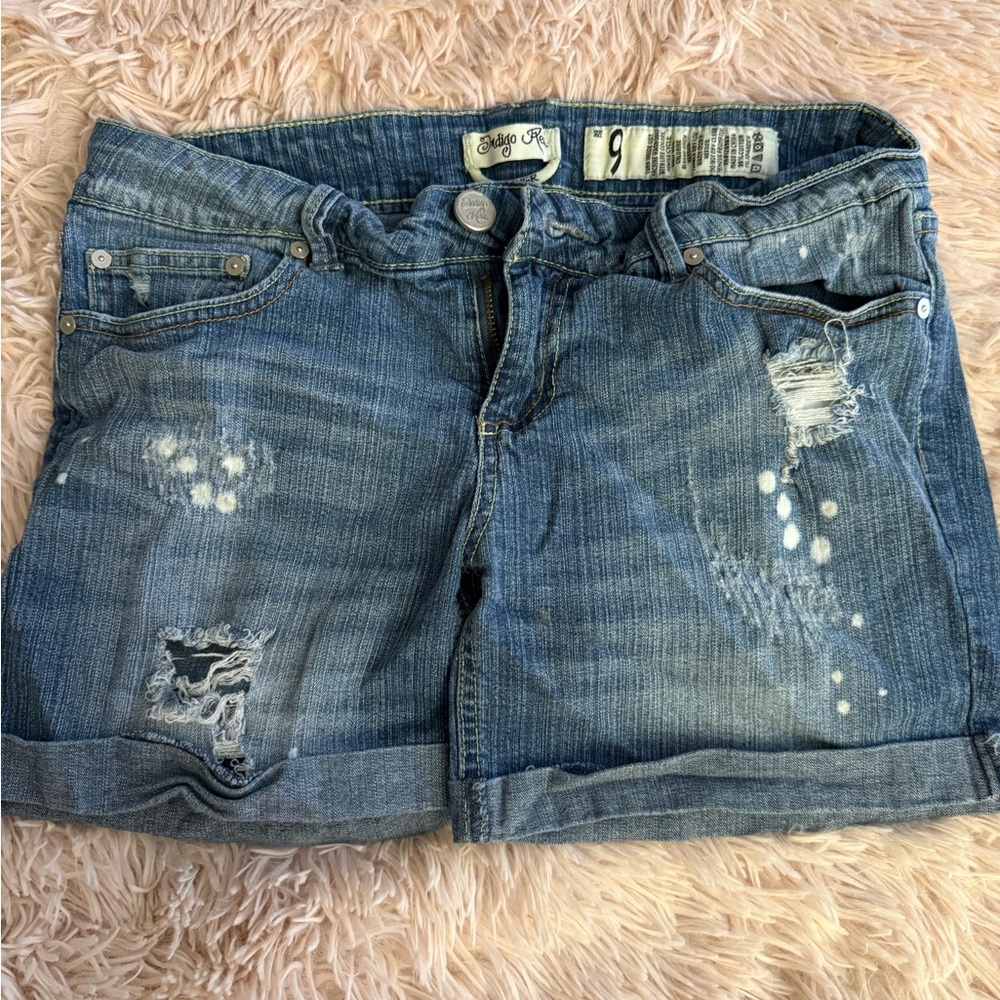 Vigoss Light Blue Distressed Jean Shorts